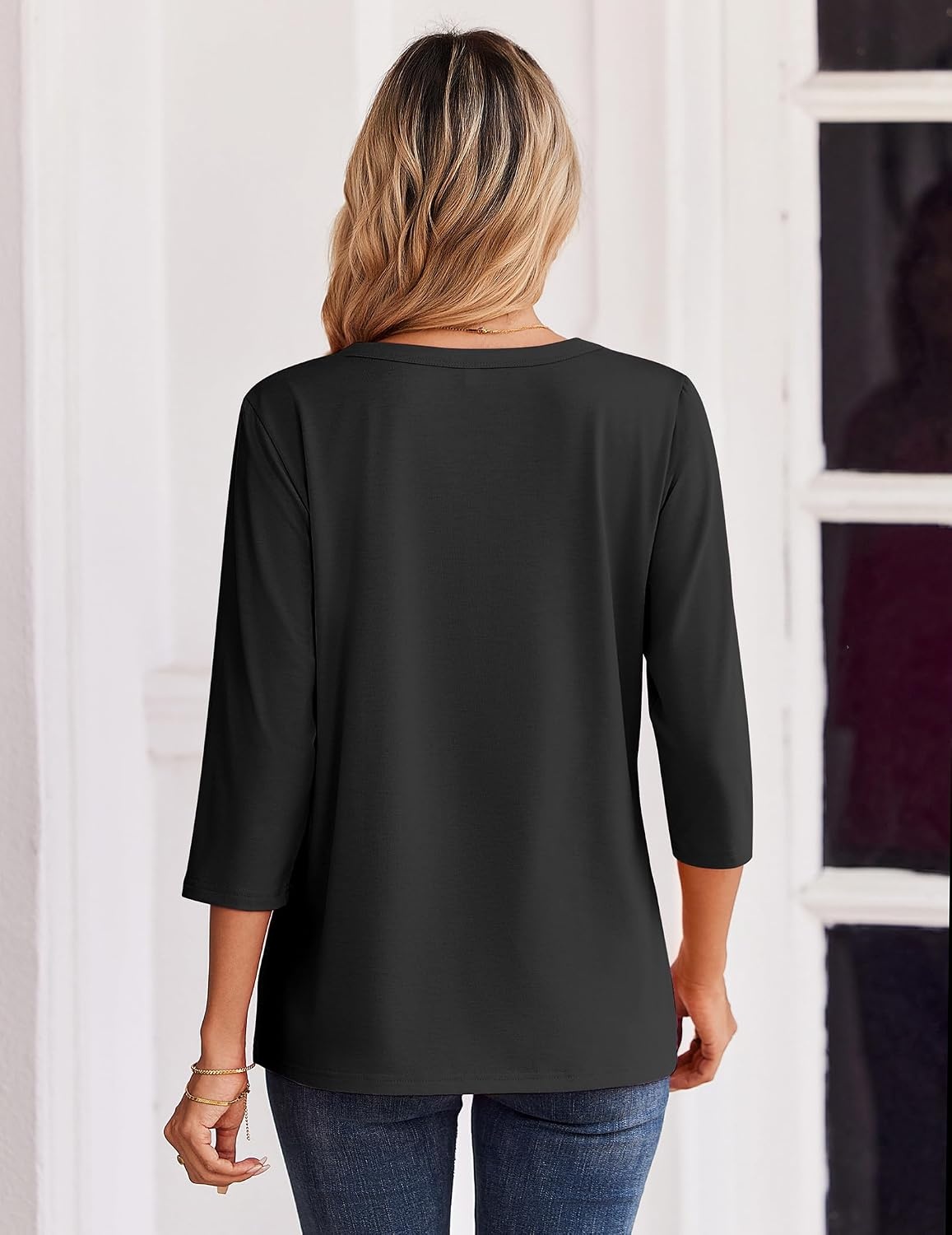 image:imageZeagoo 34 Length Sleeve Womens Tops Casual Dressy Summer Fall ShirtsBlack