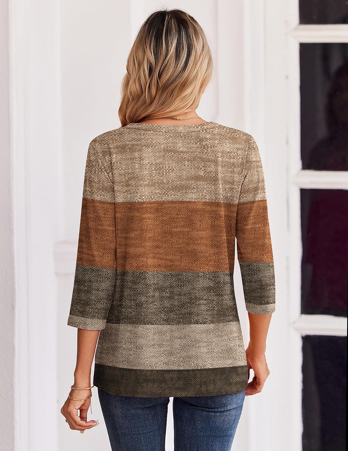 image:imageZeagoo 34 Length Sleeve Womens Tops Casual Dressy Summer Fall ShirtsGeometric 398