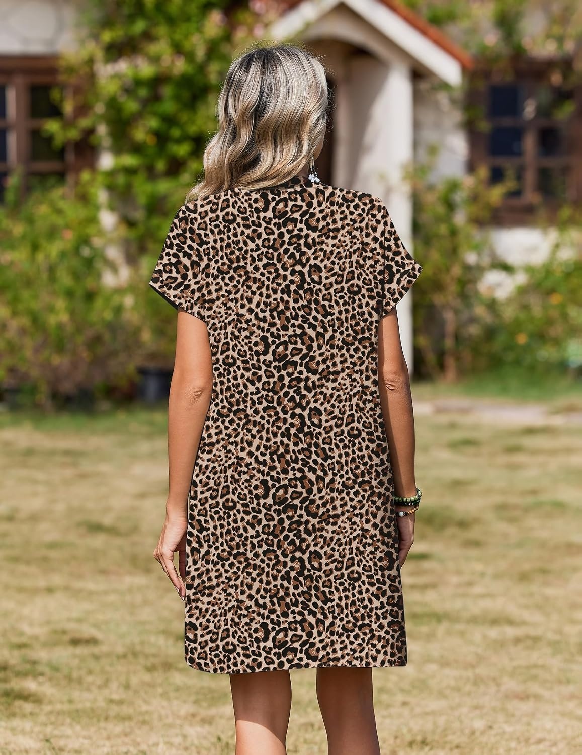 image:imageZeagoo Summer Dresses for Women Shift Dress Casual Mini Vacation SundressBrown Leopard An136