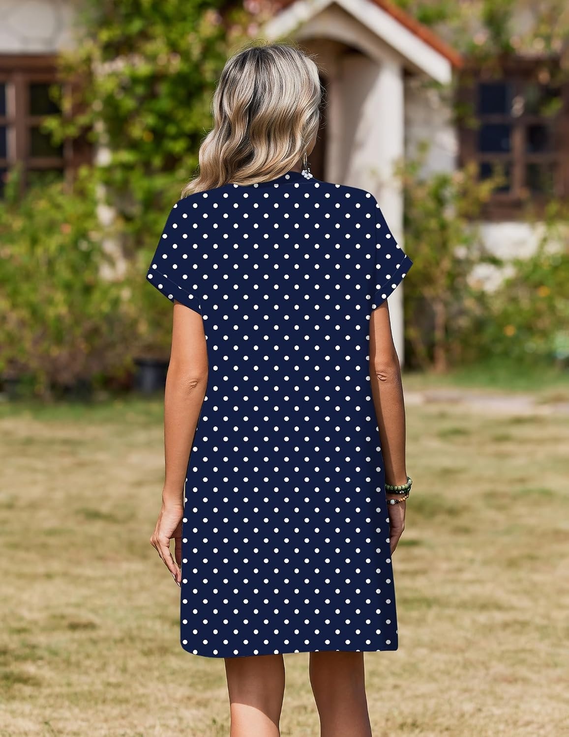 image:imageZeagoo Summer Dresses for Women Shift Dress Casual Mini Vacation SundressNavy Dot