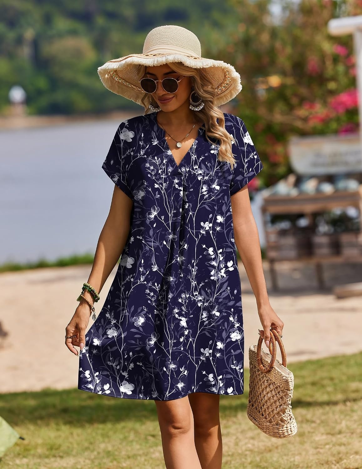 image:imageZeagoo Summer Dresses for Women Shift Dress Casual Mini Vacation SundressNavy Sf180