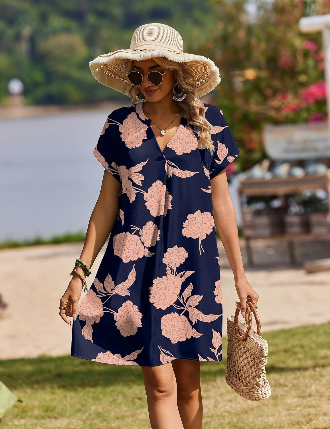 image:imageZeagoo Summer Dresses for Women Shift Dress Casual Mini Vacation SundressNavy Sf294