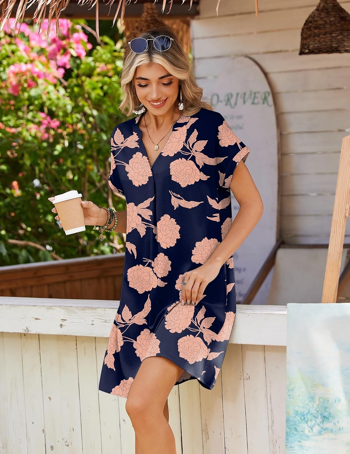 image:imageZeagoo Summer Dresses for Women Shift Dress Casual Mini Vacation SundressNavy Sf294