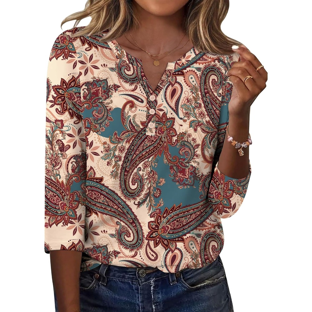 image:imageZeagoo 34 Length Sleeve Womens Tops Casual Dressy Summer Fall ShirtsYg33