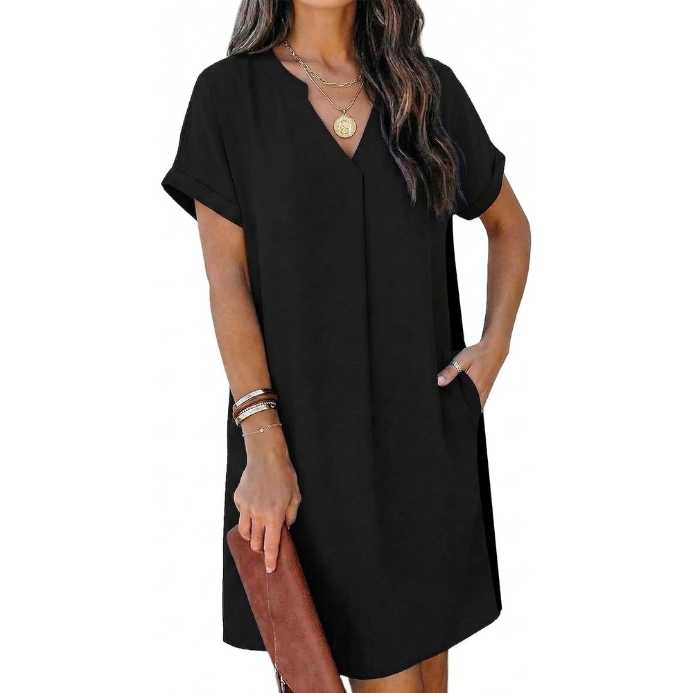 image:imageZeagoo Summer Dresses for Women Shift Dress Casual Mini Vacation SundressSolid Black