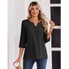 Zeagoo 3/4 Length Sleeve Womens Tops Casual Dressy Summer Fall Shirts(Black)