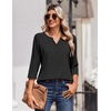 Zeagoo 3/4 Length Sleeve Womens Tops Casual Dressy Summer Fall Shirts(Black)