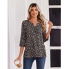 Zeagoo 3/4 Length Sleeve Womens Tops Casual Dressy Summer Fall Shirts(Black Floral)