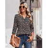 Zeagoo 3/4 Length Sleeve Womens Tops Casual Dressy Summer Fall Shirts(Black Floral)