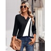 Zeagoo 3/4 Length Sleeve Womens Tops Casual Dressy Summer Fall Shirts(Black White Grey)