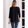 Zeagoo 3/4 Length Sleeve Womens Tops Casual Dressy Summer Fall Shirts(Black White Grey)