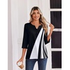 Zeagoo 3/4 Length Sleeve Womens Tops Casual Dressy Summer Fall Shirts(Black White Grey)
