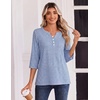 Zeagoo 3/4 Length Sleeve Womens Tops Casual Dressy Summer Fall Shirts(Blue White Stripes)