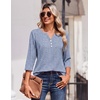 Zeagoo 3/4 Length Sleeve Womens Tops Casual Dressy Summer Fall Shirts(Blue White Stripes)