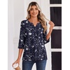 Zeagoo 3/4 Length Sleeve Womens Tops Casual Dressy Summer Fall Shirts(Floral Navy)