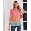 Zeagoo 3/4 Length Sleeve Womens Tops Casual Dressy Summer Fall Shirts(Gradient Pink)