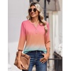 Zeagoo 3/4 Length Sleeve Womens Tops Casual Dressy Summer Fall Shirts(Gradient Pink)
