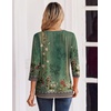 Zeagoo 3/4 Length Sleeve Womens Tops Casual Dressy Summer Fall Shirts(Green Floral)