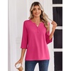 Zeagoo 3/4 Length Sleeve Womens Tops Casual Dressy Summer Fall Shirts(Hot Pink)