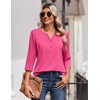 Zeagoo 3/4 Length Sleeve Womens Tops Casual Dressy Summer Fall Shirts(Hot Pink)
