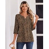 Zeagoo 3/4 Length Sleeve Womens Tops Casual Dressy Summer Fall Shirts(Leopard Print)