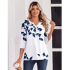 Zeagoo 3/4 Length Sleeve Womens Tops Casual Dressy Summer Fall Shirts(Navy Floral)
