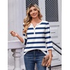 Zeagoo 3/4 Length Sleeve Womens Tops Casual Dressy Summer Fall Shirts(Navy Stripes)