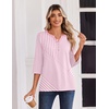 Zeagoo 3/4 Length Sleeve Womens Tops Casual Dressy Summer Fall Shirts(Pink Stripes)