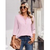 Zeagoo 3/4 Length Sleeve Womens Tops Casual Dressy Summer Fall Shirts(Pink Stripes)