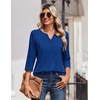Zeagoo 3/4 Length Sleeve Womens Tops Casual Dressy Summer Fall Shirts(Printed Navy)