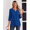 Zeagoo 3/4 Length Sleeve Womens Tops Casual Dressy Summer Fall Shirts(Printed Navy)
