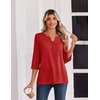 Zeagoo 3/4 Length Sleeve Womens Tops Casual Dressy Summer Fall Shirts(Red)