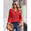 Zeagoo 3/4 Length Sleeve Womens Tops Casual Dressy Summer Fall Shirts(Red)