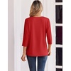 Zeagoo 3/4 Length Sleeve Womens Tops Casual Dressy Summer Fall Shirts(Red)