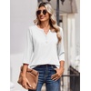 Zeagoo 3/4 Length Sleeve Womens Tops Casual Dressy Summer Fall Shirts(White)