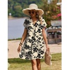 Zeagoo Summer Dresses for Women Shift Dress Casual Mini Vacation Sundress(Beige Floral)