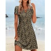 Zeagoo Women’s Casual A-Line Dresses with Pockets Summer Floral Tshirt Dress Short Sleeve Mini Dress Flowy Sundresses(An295)