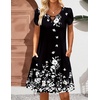 Zeagoo Women’s Casual A-Line Dresses with Pockets Summer Floral Tshirt Dress Short Sleeve Mini Dress Flowy Sundresses(Black Floral)