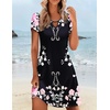 Zeagoo Women’s Casual A-Line Dresses with Pockets Summer Floral Tshirt Dress Short Sleeve Mini Dress Flowy Sundresses(Black Pink Printed)