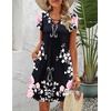 Zeagoo Women’s Casual A-Line Dresses with Pockets Summer Floral Tshirt Dress Short Sleeve Mini Dress Flowy Sundresses(Black Pink Printed)