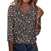 Zeagoo 3/4 Length Sleeve Womens Tops Casual Dressy Summer Fall Shirts(Black Floral)