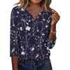 Zeagoo 3/4 Length Sleeve Womens Tops Casual Dressy Summer Fall Shirts(Floral Navy)
