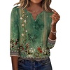 Zeagoo 3/4 Length Sleeve Womens Tops Casual Dressy Summer Fall Shirts(Green Floral)