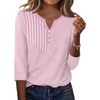 Zeagoo 3/4 Length Sleeve Womens Tops Casual Dressy Summer Fall Shirts(Pink Stripes)