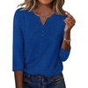 Zeagoo 3/4 Length Sleeve Womens Tops Casual Dressy Summer Fall Shirts(Printed Navy)