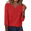 Zeagoo 3/4 Length Sleeve Womens Tops Casual Dressy Summer Fall Shirts(Red)