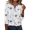 Zeagoo 3/4 Length Sleeve Womens Tops Casual Dressy Summer Fall Shirts(White Floral)