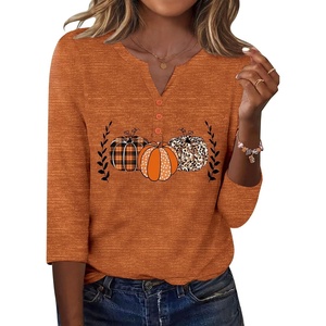 Zeagoo 3/4 Length Sleeve Womens Tops Casual Dressy Summer Fall Shirts(Pumpkin 86)
