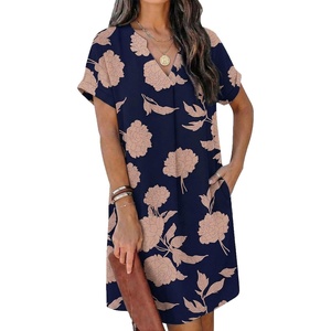 Zeagoo Summer Dresses for Women Shift Dress Casual Mini Vacation Sundress(Navy Sf294)