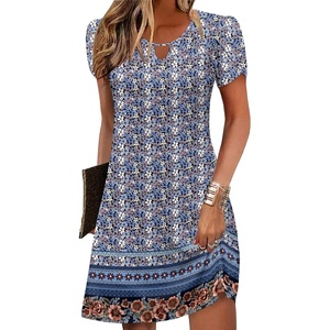 Zeagoo Women’s Casual A-Line Dresses with Pockets Summer Floral Tshirt Dress Short Sleeve Mini Dress Flowy Sundresses(Floral Printed-1)